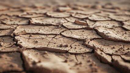 Fototapeta premium Close-up view of cracked earth surface.