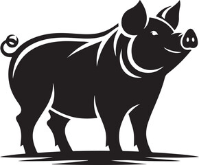 Pig graphic icon. Pig black silhouette isolated on white background. Vector illustration