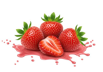 Close-up of fresh, juicy strawberries with a splash of red