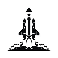 Iconic Black and White Space Shuttle Launch Illustration