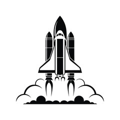 Iconic Black and White Space Shuttle Launch Illustration