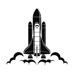 Iconic Black and White Space Shuttle Launch Illustration