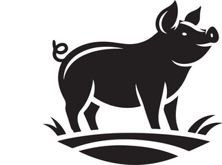 Pig graphic icon. Pig black silhouette isolated on white background. Vector illustration