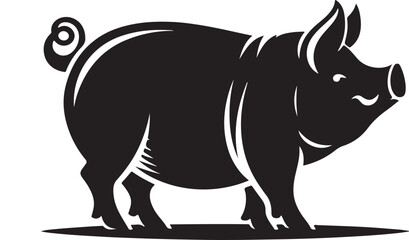Pig graphic icon. Pig black silhouette isolated on white background. Vector illustration