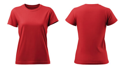 Red Blank T-Shirt Template from Two Sides for Women on transparent background