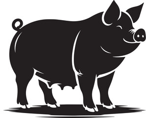 Pig graphic icon. Pig black silhouette isolated on white background. Vector illustration