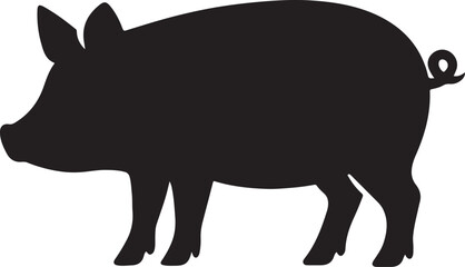 Pig graphic icon. Pig black silhouette isolated on white background. Vector illustration