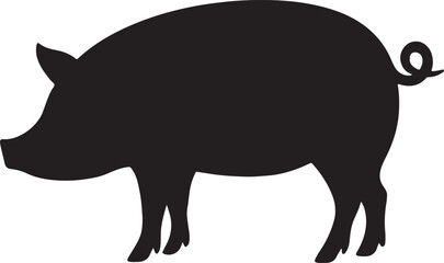 Pig graphic icon. Pig black silhouette isolated on white background. Vector illustration