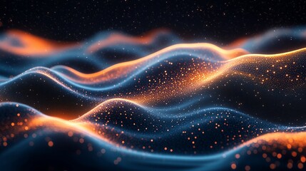 Obraz premium Abstract azure glowing particles seamless background for creative design and digital art projects