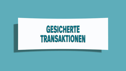 Gesicherte Transaktionen (Secured transactions) - A card isolated on light green background.