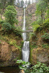 Waterfall and Scenic Bridge with Visitors