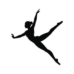 Gymnast Performing a Split Leap Silhouette Vector Image on White Background