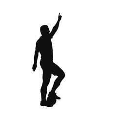 Football Player Pointing to the Sky Silhouette Vector Image on White Background