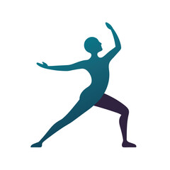 Person Mid Pose in Yoga or Stretch Silhouette Vector Image on White Background