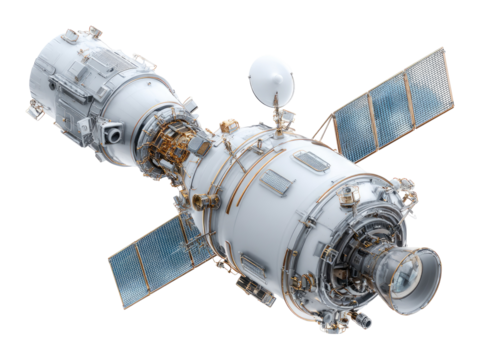 Space Satellites Orbiting on transparent background