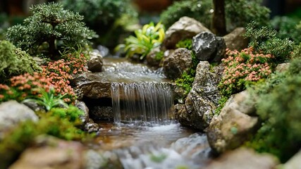 Miniature waterfall garden scene - Powered by Adobe