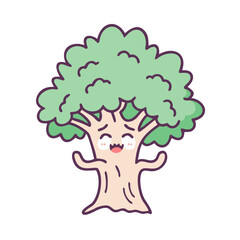 Kawaii cartoon tree illustration for kids coloring pages nature themed vector graphic design art