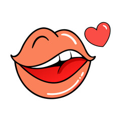 Obraz premium Illustration of sexy lips with heart for valentine's day design and love themed graphic art design