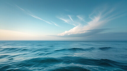 Middle of the sea with huge water and sky view.