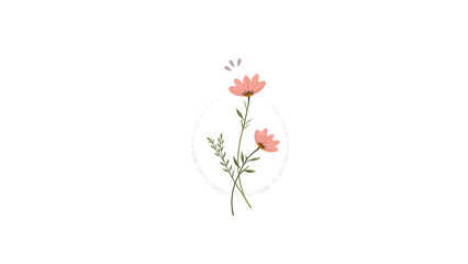 Minimalist Floral Set with Pastel-Toned Petals and Leaves on White Background