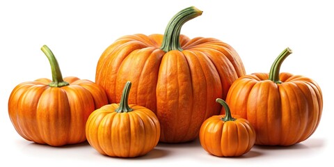 Obraz premium Autumn Halloween Pumpkins White Background
