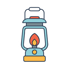 Fototapeta premium Illustration of a camping lantern light, outdoor lamp, vintage lantern, camping equipment and fire light
