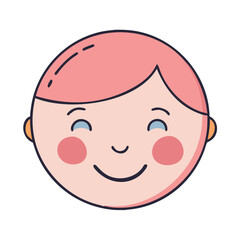 Illustration of cute smiling boy face with pink hair for kids children and baby design art