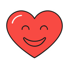 Red heart emoji illustration for valentine's day with happy face and love expression design