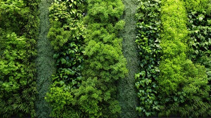 Fototapeta premium Vertical Green Plant Wall with Leafy Symmetrical Arrangement