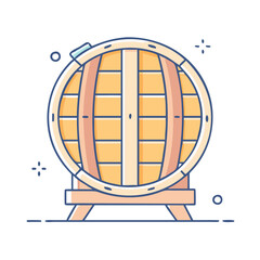 Isolated wooden barrel illustration for wine beer whiskey storage aging and fermentation process