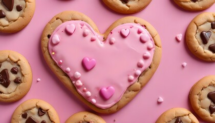 A romantic display of heart-shaped cookies, perfect for a sweet Valentine's Day treat.
