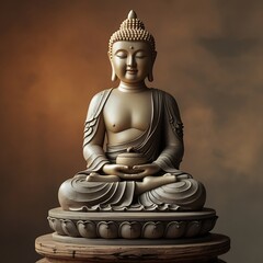 Fototapeta premium Serene Buddha Statue in Highly Detailed Realistic Photography Capturing Tranquility and Spiritual Essence in a Softly Lit Environment