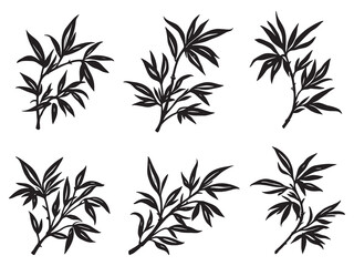 Minimalist Bamboo Stalks Hand Drawn Vector Artwork