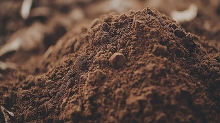 Pile of rich, dark, textured earth close-up