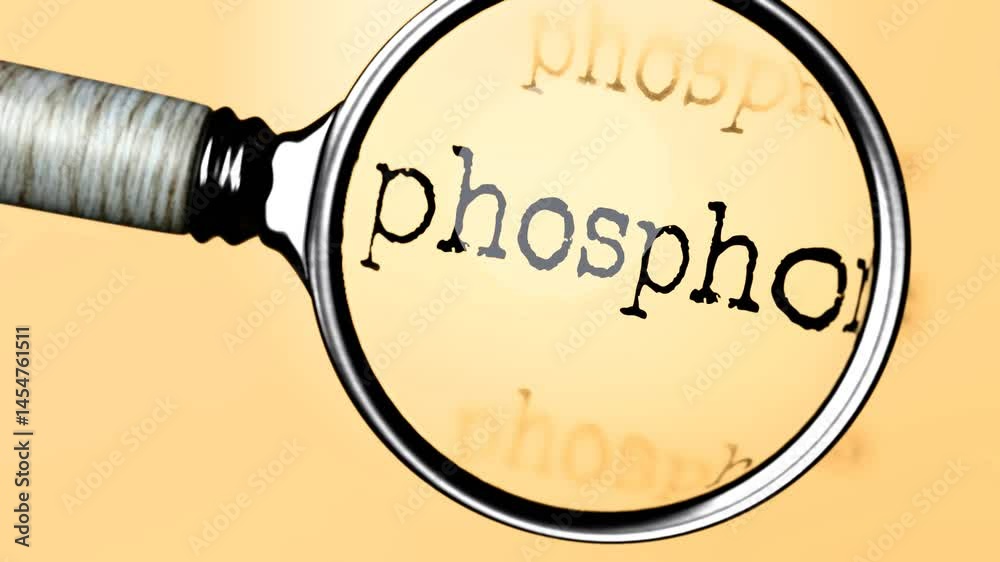 Aufkleber phosphorus under careful examination. focusing on phosphorus, analyzing it, taking a closer look. co
