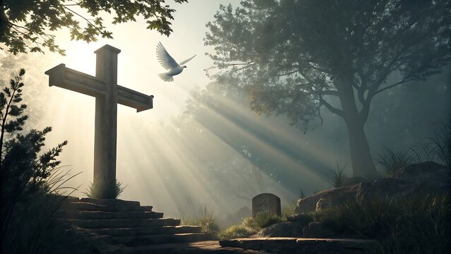 cross in the graveyard for Whit Sunday