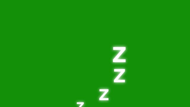 Sleeping symbol zzz on green screen animation video,  zzz with alpha channel 