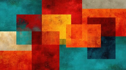 Vibrant Abstract Modern Art with Colorful Geometric Blocks