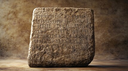 Divine Ten Commandments Law Tablets with Ancient Inscriptions - Religious Symbolism