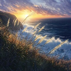 sunset over the river