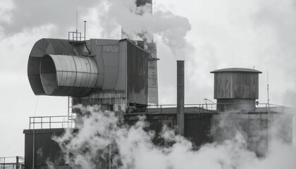 Industrial Factory Emitting Smoke and Pollution in Urban Landscape