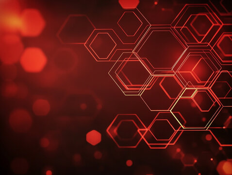 Red Hexagon Network  Abstract Technology Background