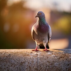 City Bird Captured In Warm Sunset Glow