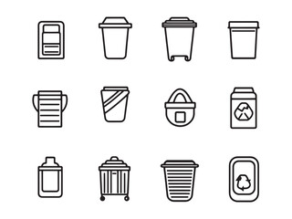Minimalist garbage can vector design in black and white
