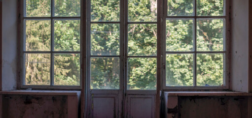 An abandoned historic old manor and palace in Maciejowice in Poland