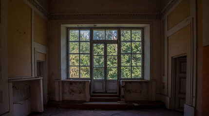 An abandoned historic old manor and palace in Maciejowice in Poland