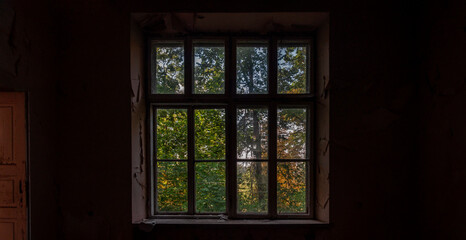 An abandoned historic old manor and palace in Maciejowice in Poland