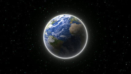 Earth in space galaxy illustration background.