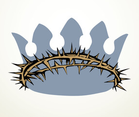 Precious golden crown with thorns. Vector drawing