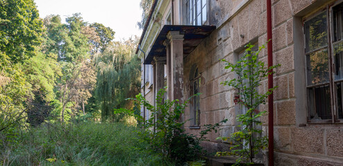 An abandoned historic old manor and palace in Maciejowice in Poland